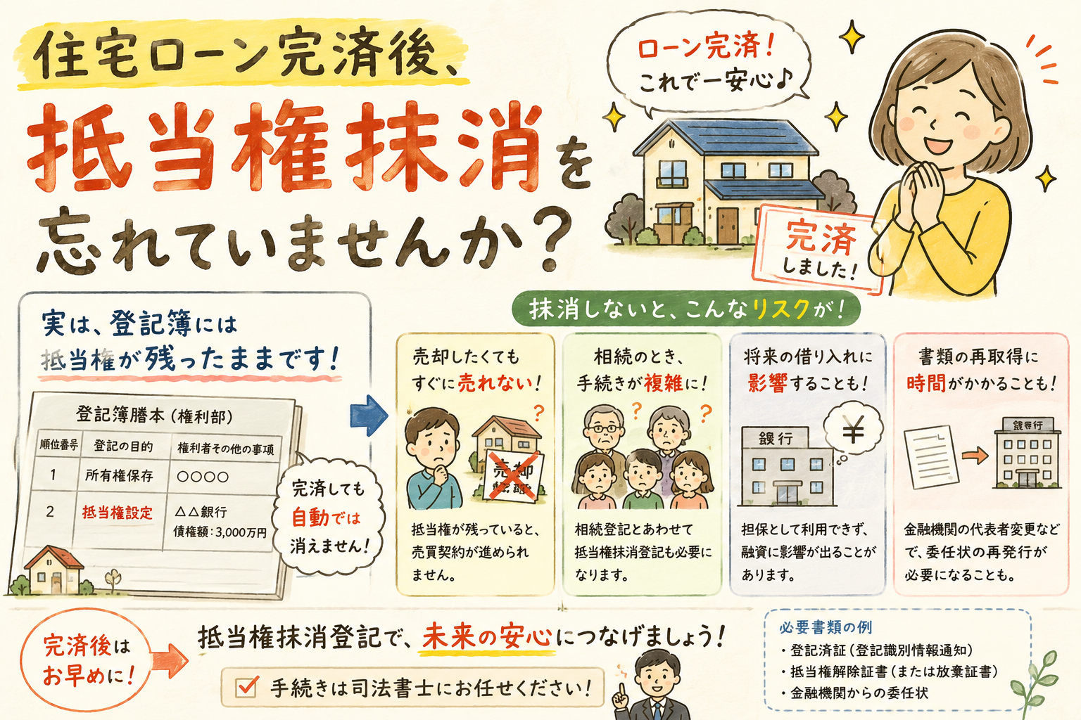 住宅ローン完済後、抵当権抹消を忘れていませんか?