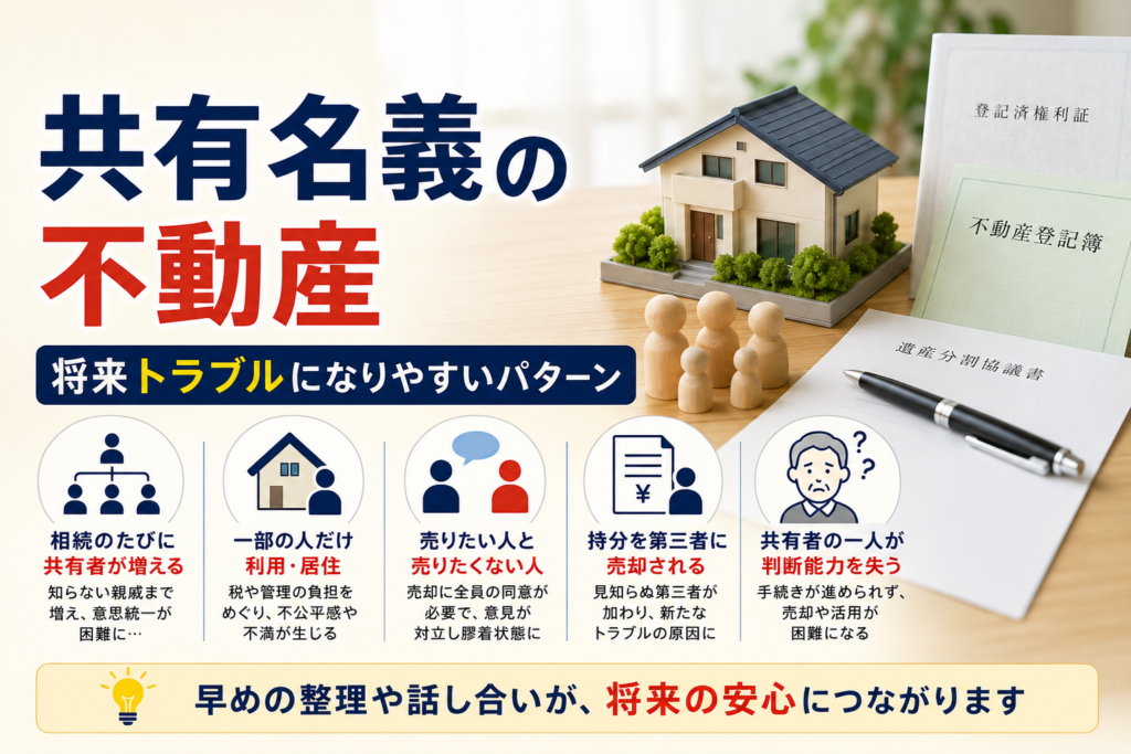 共有名義の不動産、将来トラブルになりやすいパターン
