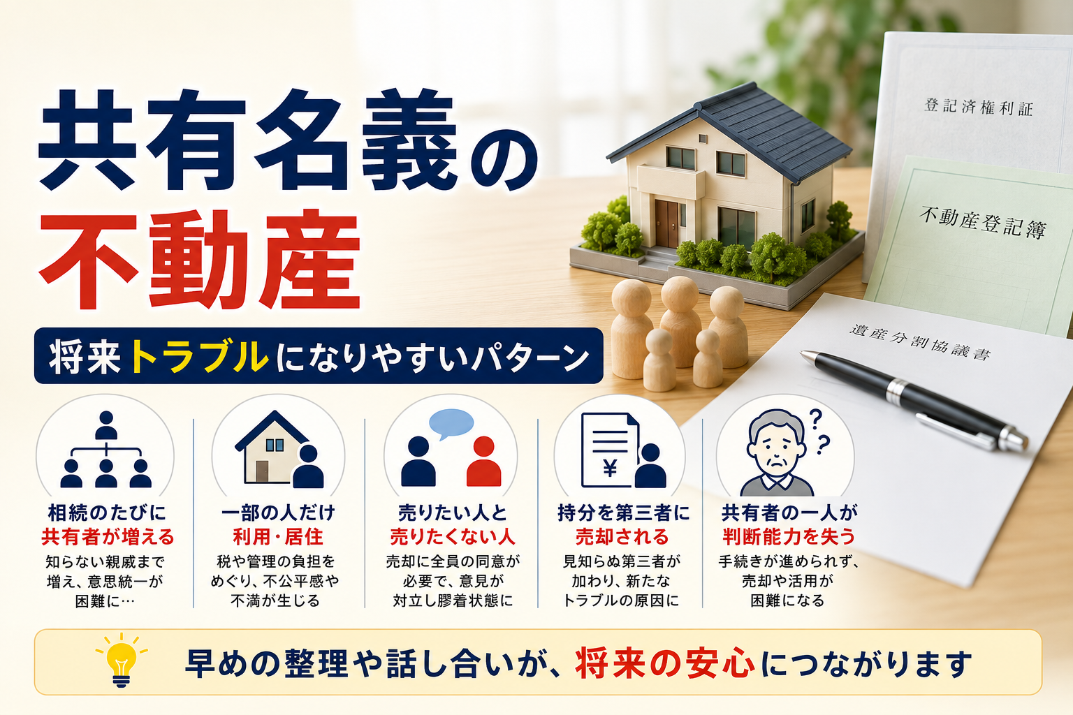 共有名義の不動産、将来トラブルになりやすいパターン