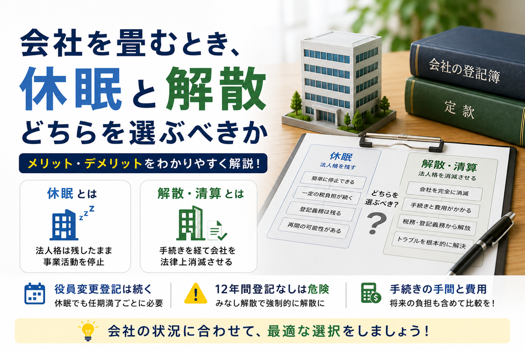 会社を畳むとき、休眠と解散どちらを選ぶべきか