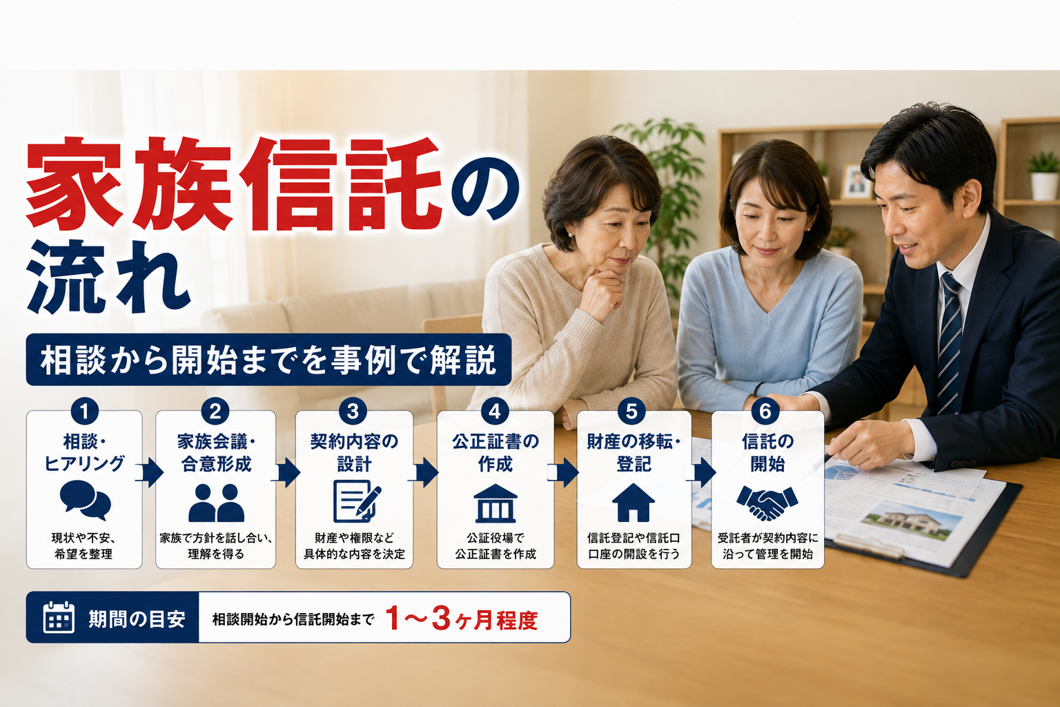 家族信託の流れ、相談から開始までを事例で解説