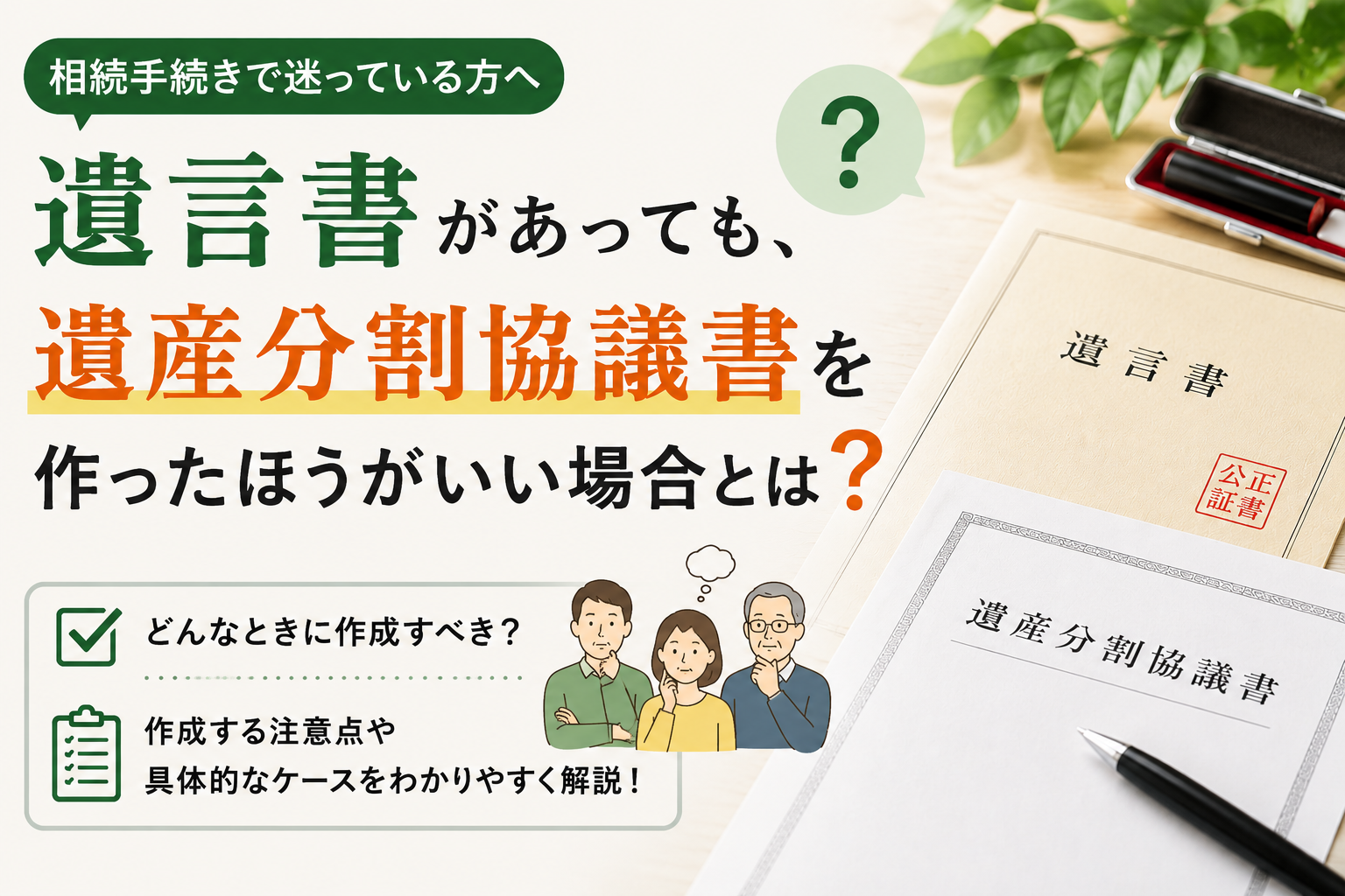 遺言書があっても、遺産分割協議書を作ったほうがいい場合とは